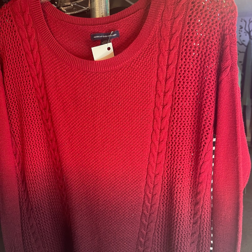 American Eagle red two tone sweater